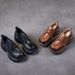 Women's Casual Shoes Made Of Top-layer Cowhide, 2024 Autumn New Model, Genuine Leather, Korean Style, Versatile Lace-up Platform Thick-soled Single Shoes For Women_vogvips.com