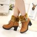 2013 Winter New Rhinestone High Chunky Heel Fur Short Fleece Lined Martin Boots Women Plus Size Shoes_vogvips.com