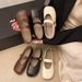 Spring Retro Versatile Round Head Flat-soled Single Shoes Soft Leather Comfortable Versatile One-word Belt Women's Shoes_vogvips.com