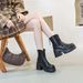 ShoeVault 10cm Height-Increasing Genuine Leather Short Martin Heel Thick Sole British Style Women's Versatile Casual Popular_vogvips.com