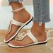 2026 Spring And Summer New Flat Slippers Women's Boat Aiming Metal Buckle Beach Sandals Open-toed Slippers_vogvips.com
