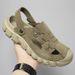 Comfortable Men's Sandals Dual-Purpose Slippers Anti-Slip Male Slides Breathable Casual Slip-On Flats Suede Leather_vogvips.com