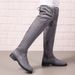 Women's Knee-High Stretch Boots - Soft Suede & Cozy Fleece Lining - Round Toe Flat Heel - Black/Gray/Brown - Sizes 35-43_vogvips.com