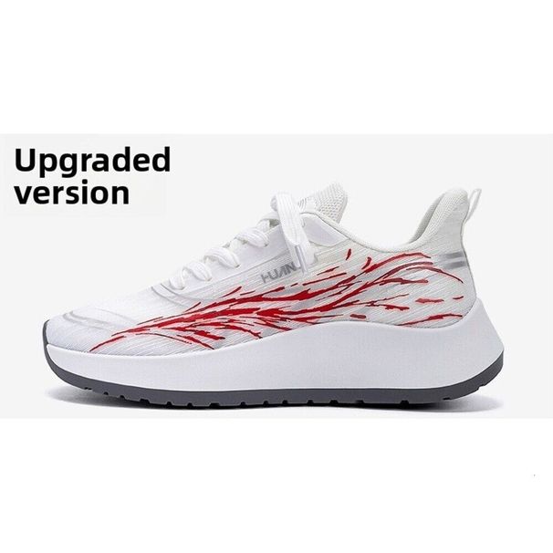 Mens Fashion Red Flame Pattern Sneakers Breathable Mesh Lightweight Sole Casual Running Shoes For Streetwear And Outdoor_vogvips.com