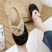 New Bow-tie Linen Breathable Closed-toe Slip-on Slippers For Women, Suitable For Home Use, Indoor And Outdoor Wear_vogvips.com