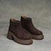2024 Autumn Winter New Women's Thick-Soled Martin Round Toe Versatile Fashion Short Boots With Fleece And Thickened_vogvips.com