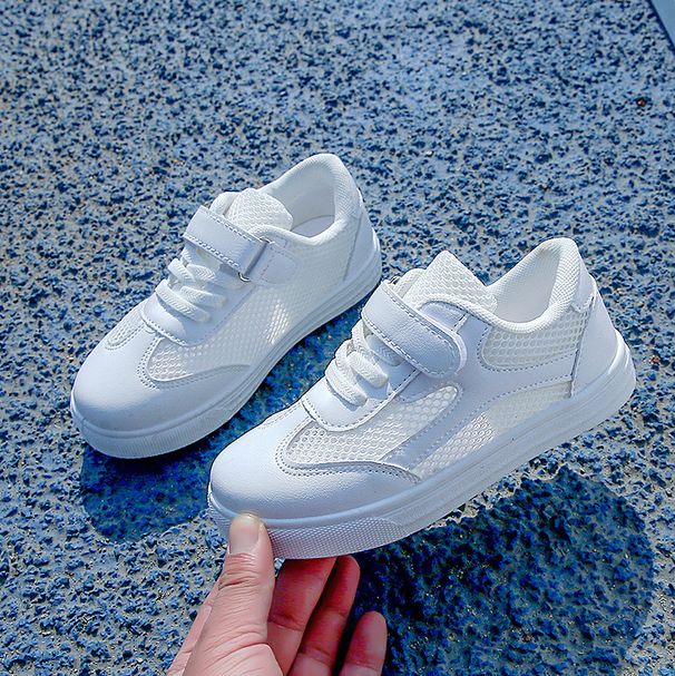 Children's 2026 New Spring/Summer Model Boys And Girls, White Shoes For Older Kids, Hollow Design Student Mesh Sneakers,_vogvips.com
