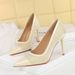 2127 Banquet Stiletto Shallow Mouth Silk Splicing With Pointed Points For A Skinny Look, Super High Heels, Single Shoes,_vogvips.com