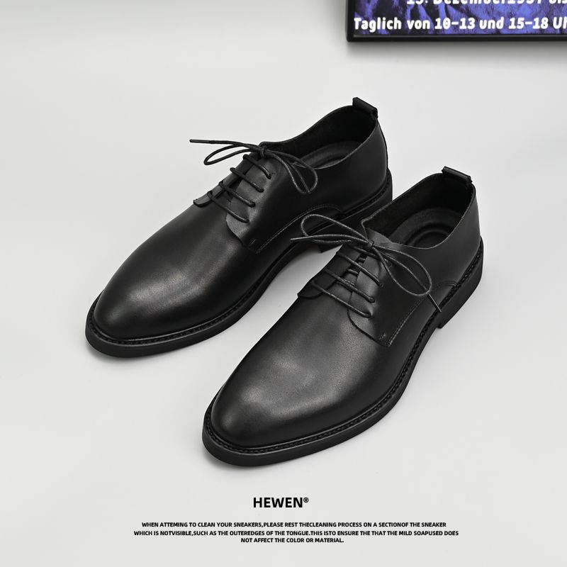 European Warm Series Autumn Winter Breathable Leather Shoes Single Layer No Inner Lining Pointed Toe Business Formal Casual Surface Soft Sole_vogvips.com