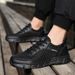 Euro Step Summer Breathable Hollow Mesh Large Size Thick Sole Casual Sports Black Deodorant Running Shoes Men's Travel_vogvips.com