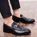 Euro Step Brogue Autumn Casual Korean Pointed Toe Fashion Men's British Style Hairdresser Leather Slip-On Trendy Shoes For Men_vogvips.com