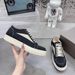 In-Stock Genuine Leather Thick-Soled Low-Top Couple's Black And White Lace-Up Triangle Logo Dark Style High Street_vogvips.com