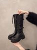 Belt Buckle Over-the-Knee For Women 2025 New British Style Thick-Soled Fashion Round-Toe Polished Color Knight Boots_vogvips.com