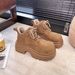 Melard Martin For Women, Autumn New Thick-Soled Height-Increasing Versatile Yellow Boots, Lace-Up Short Boots_vogvips.com