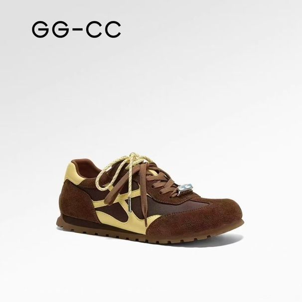 Zhang Jingyi Same Style GGCC Weird Planet Retro Color-Block German Training Women 2025 Autumn New Casual Shoes_vogvips.com