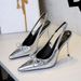 French Bag Head Rear Empty Shallow Mouth Pointed Head Thin Heel Single Shoes Women's Bow Back Strap High Heel Women's Shoes_vogvips.com