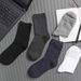 Socks men's solid color high cotton men's socks autumn and winter sweat absorbent breathable business mid-tube socks mid-waist socks_vogvips.com