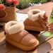 2025 Winter New Women's High-top Thick-soled Bowknot Shoes Snow Boots Fleece-lined Warm Breathable Cotton Slippers_vogvips.com