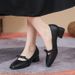 Soft Leather Chunky Heel Single 2025 New Style Shallow Mouth Bowknot Mary Jane Professional Work Shoes For Women_vogvips.com