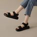Flat Sandals Women's Sports Beach Shoes Black Soft Sole Mom Velcro Seaside Sandals Women_vogvips.com