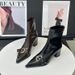 2025 Autumn New Pointed Thin Boots Temperament Fashion Boots Women's Black Martin Boots French Women's Boots Thick Heel Buckle_vogvips.com