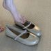 French Great-looking Flat-soled Silver Single Shoes Women's Summer Skirt Mary Jane Shoes Ballet Evening Shoes_vogvips.com