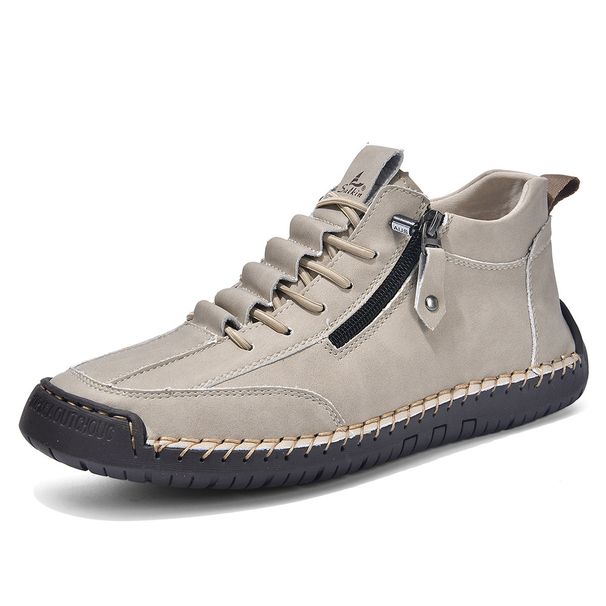 Burst Men's Martin Boots Medium Top Casual Shoes Short Boots Large Size Shoes Stitched Men_vogvips.com