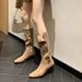 Melard Pointed Toe Slouch Women Western Cowboy 2025 Autumn Winter New Button High Chunky Heel Long Boots_vogvips.com