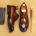 Round head Brock men's leather big head business casual shoes top layer cowhide leather shoes thick sole increase_vogvips.com