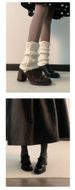 thick Heel Loafers Women's Velvet Warm Small Leather Shoes High Heels Women's_vogvips.com