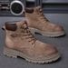 Men's Retro British Style High-Top Martin Boots With Fleece Lining, Slip-Resistant & Lightweight For Casual Wear_vogvips.com