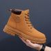 European Warm Series 2025 New Autumn Men's Classic Fashion Wear-resistant Waterproof High-top Martin Soft Sole Workwear Non-slip Yellow Boots_vogvips.com