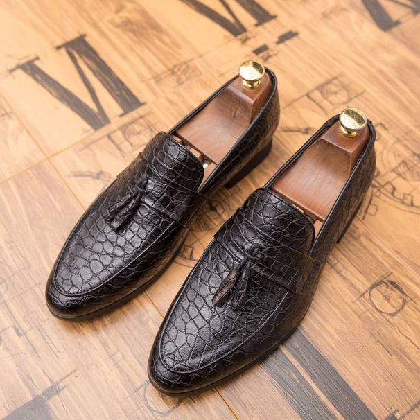 New Fashion Genuine Leather Tassel Business Casual Loafer Shoes For Men Black Business Formal Leather Shoes For Daily Office Casual Men's Shoes For Dr_vogvips.com