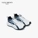VICKI BROWN Men's Brown Color Block Leather Sneakers, Comfort Cushioned Non Slip Outdoor Casual Walking Shoes_vogvips.com