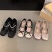 Pink Ballet Flats With Hidden Wedge For Women, 2024 New French Style, Spring And Autumn Mary Jane Gentle Evening Shoes_vogvips.com