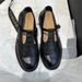 Women's Shoes Cowhide Round Head College Style Retro Fashion All Match T Strap Small Leather Shoes Loafers Women's Single Shoes_vogvips.com