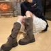 Frosted For Women 2025 Autumn New Belt Buckle Knight Over-the-Knee Two-Way Long Boots Trendy_vogvips.com