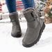 Snow Outdoor Rabbit Fur Plush Wide Velcro Mid-Calf Shoes Waterproof Women's Cotton Boots EU Size 45_vogvips.com