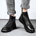European Warm Series All Black Chef Kitchen Sports Casual Leather Plus Velvet Warm Cotton Men's Shoes Winter_vogvips.com