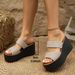 Women's Open Toe Wedge Sandals Summer Platform Slippers plus Size Thick Sole in Sizes 34-43 Casual Breathable PU Leather_vogvips.com