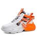 Fashion Basketball Shoes Sneakers Youth Men's High Top Lace-Up Artificial PU Splicing Thick Sole Wear-Resistant Running Shoes_vogvips.com