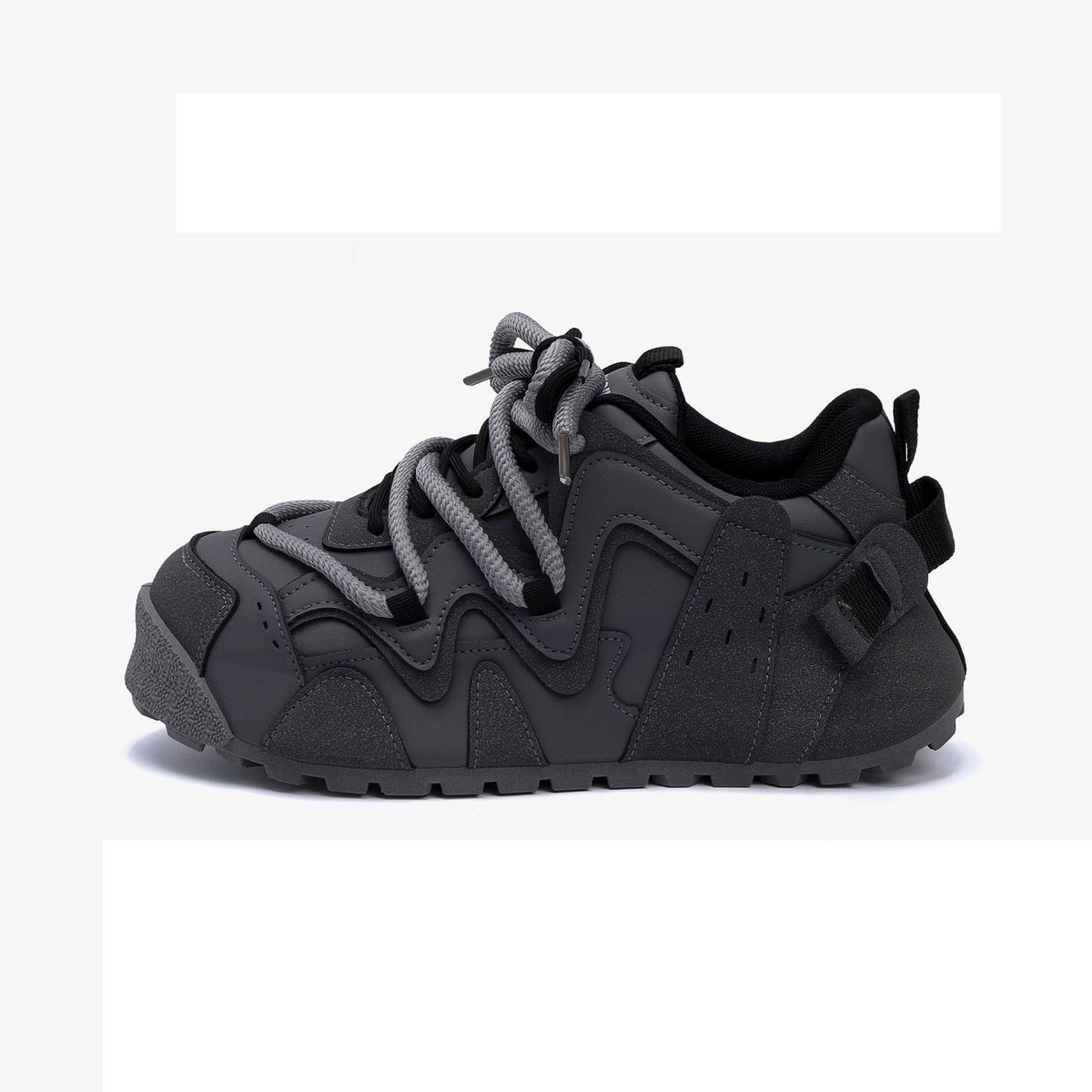 Men's Chunky Platform Sneakers - Lightweight Comfortable Casual Shoes With Thick Sole For Height Boost (Gray, Black/White)_vogvips.com