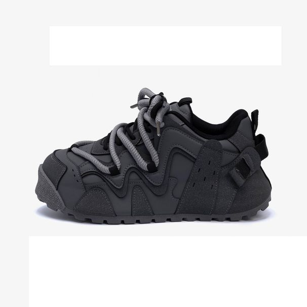 Men's Chunky Platform Sneakers - Lightweight Comfortable Casual Shoes With Thick Sole For Height Boost (Gray, Black/White)_vogvips.com