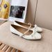 Sheepskin Version ~ French Square Toe Bowknot Mary Jane Women's Shallow Mouth Patent Leather Single One-Strap Fairy Flat_vogvips.com