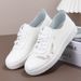 Leather White Sneakers, New Spring/summer Hollow Mesh Shoes, Breathable, Soft-soled, Non-slip Casual Shoes For Female_vogvips.com
