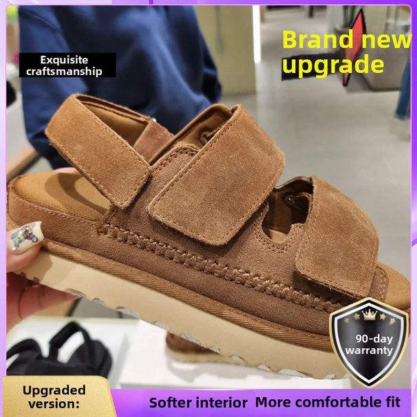 Women's Double Layer Platform Sandals Spring/Summer Open Toe Velcro Strappy Roman Beach Shoes Height Increasing_vogvips.com