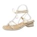 Apricot-colored Roman Sandals With Straps For Women, Summer Mid-heel, Trendy New Fashion, Fairy-style, Elegant, European_vogvips.com