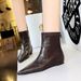 Comfortable 2 Low 6383-1 Women's Wedge Hidden Heel Back Zipper Slimming Versatile Short Boots 2026_vogvips.com