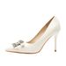 B Temperament European Style Pointed Rivet Bow High Heels Women Slim End Versatile Single Shoes For_vogvips.com