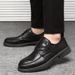 2026 Men's Leather Versatile Retro Casual Korean Style Trendy Work Business Non-Slip Height-Increasing Black Shoes_vogvips.com